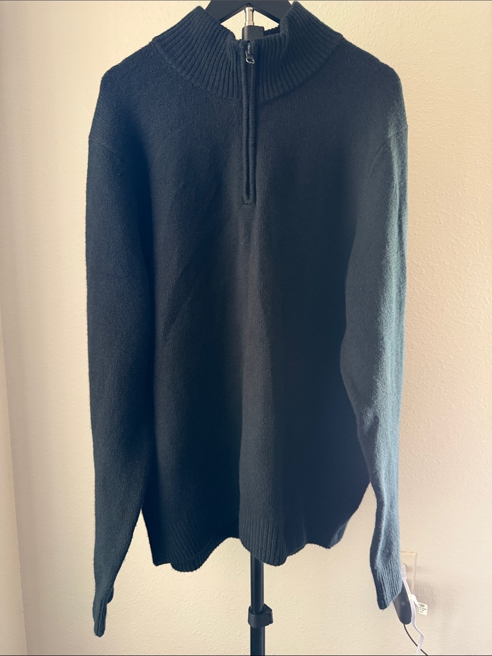 Men’s Amazon Essentials Black Half-Zip Mock Neck Sweater